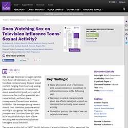 Does Watching Sex on Television Influence Teens' Sexual Activity?