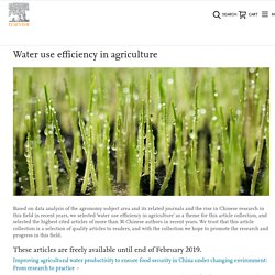 Water use efficiency in agriculture