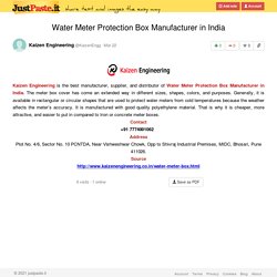 Water Meter Protection Box Manufacturer in India