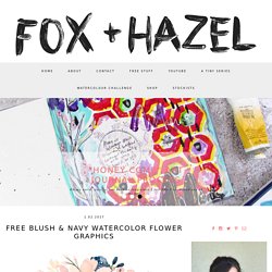 Free Blush & Navy Watercolor Flower Graphics