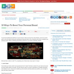 10 Ways To Boost Your Personal Brand