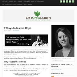7 Ways to Inspire Hope