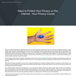 Ways to Protect Your Privacy