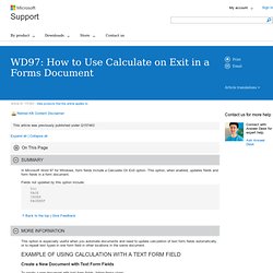 WD97: Cómo usar calcular al salir en un documento de formularios