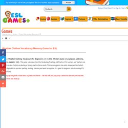 Weather Clothes Vocabulary Memory Game