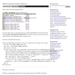 Web lookup using Excel