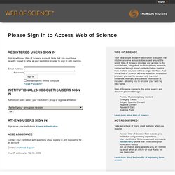 Web of Knowledge [v5.11] - Please Sign In to Access Web of Knowledge