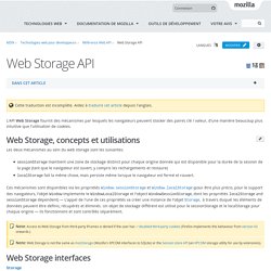 Web Storage API - Référence Web API