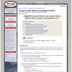Using the AIS Web Accessibility Toolbar