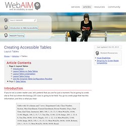 Creating Accessible Tables - Layout Tables