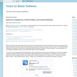 Selenium 2 (WebDriver), Firefox Profiles, and Invalid Certificates