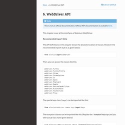 6. WebDriver API — Selenium Python Bindings 2 documentation