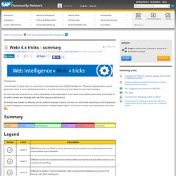 Webi 4.x tricks : Overview of Tricks