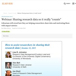 Webinar: Sharing research data so it really “counts”