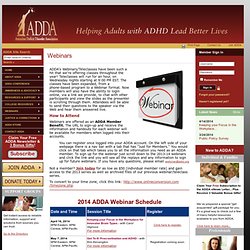 Webinars - Attention Deficit Disorder Association