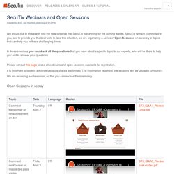 Webinars and Open Sessions - Release Notes - SecuTix Documentation