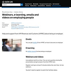 Webinars, e-learning, emails and videos on employing people