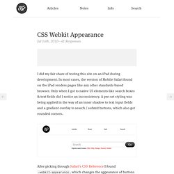 CSS Webkit Appearance