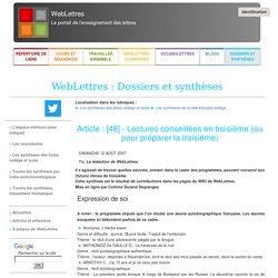 WebLettres : Dossiers et synthèses