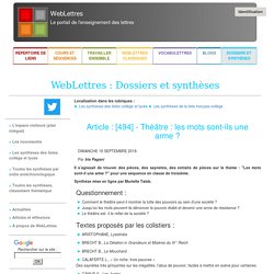 WebLettres : Dossiers et synthèses