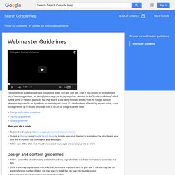 Webmaster Guidelines - Webmaster Tools Help