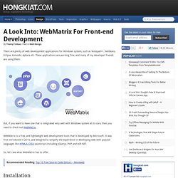 A Look Into: WebMatrix for Front-end Development