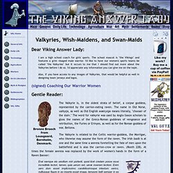 Valkyries, Wish-Maidens, and Swan-Maids