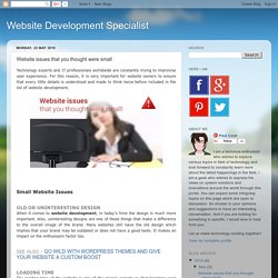 Website Development Specialist: Website issues that you thought were small