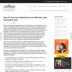 How To Turn Your Website Into An Effective Lead Generation Tool