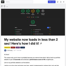My website now loads in less than 2 sec! Here's how I did it! ⚡