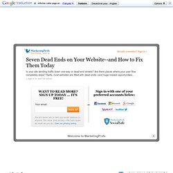 Web Sites - Seven Dead Ends on Your Website