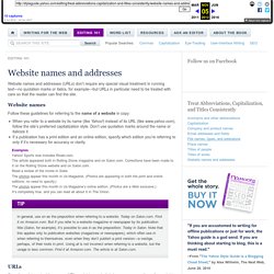 Website names and addresses