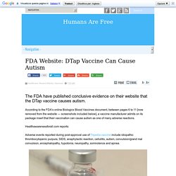 FDA Website: DTap Vaccine Can Cause Autism