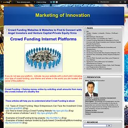 List of Crowd Funding Web Sites, and Web Sites To Find Investors - Strategy of Innovation