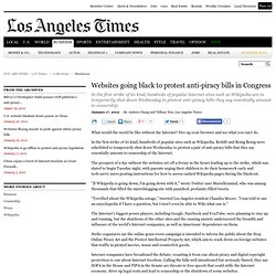 Websites going black to protest anti piracy bills in Congress - latimes.com