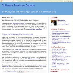 Get Started with ASP.NET To Build Dynamic Websites - Software Solutions Canada