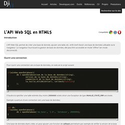 L'API WebSQL en HTML5 - Design et programmation web2 - Dji