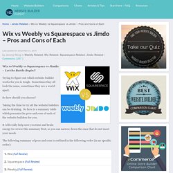 Wix vs Weebly vs Squarespace vs Jimdo - Pros and Cons of Each