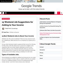 15 Weekend Job Suggestions for Adding to Your Income - Google Trends