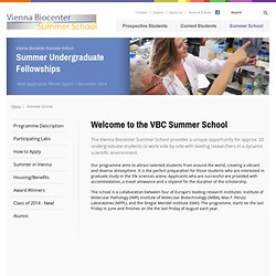 Welcome to the VBC Summer School - Vienna Biocenter PhD Programme