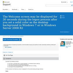 Il se peut que l'écran d'accueil s'affiche pendant 30 secondes lors du processus de connexion une fois que vous avez défini une couleur unie en tant qu'arrière-plan du Bureau sous Windows 7 ou Windows Server 2008 R2