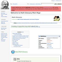 Welcome to Math Glossary Main Page