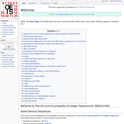 Welcome - OeisWiki