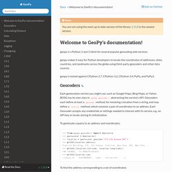 Welcome to GeoPy’s documentation! — GeoPy 1.11.0 documentation