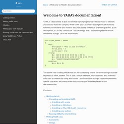 Welcome to YARA’s documentation! — yara 3.11.0 documentation