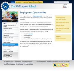 The Wellington School ~Employment Opportunities