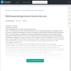 Welthaupstadt germania histoire des arts - Compte Rendu - Mathieuledieu