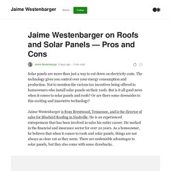 Jaime Westenbarger on Roofs and Solar Panels — Pros and Cons