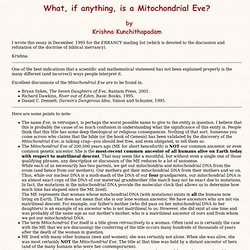 What, if anything, is a Mitochondrial Eve?