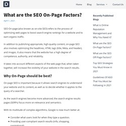 What are the SEO On-Page Factors?